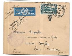 Lettre Par AVION  De Meknès ( Maroc )  Le 05  11  1940  Vers Lons Le Saulnier  Lettre Taxée - Briefe U. Dokumente