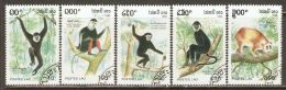 Laos 1992 Mi# 1337-1341 Used - Apes - Scimpanzé