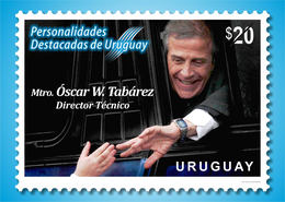 1637- URUGUAY-2018--Personalidades Destacadas Mtro. Óscar Tabárez TT: Deportes,Fútbol - Unused Stamps