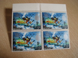 DIVING Reef Yvert 209 Block Of 4 Unhinged Stamp FIJI - Immersione