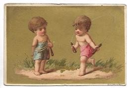 CHROMO - AU BON MARCHE - Enfants Jouant à La Corde à Sauter - Format 12 X 8 Cm - Au Bon Marché