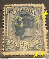 ERROR Romania 1900 KING Carol I, SPIC DE GRAU 25  Bani BLUE  Misplaced Image,SPOT  COLOR IN FRAME RIGHT - Ongebruikt