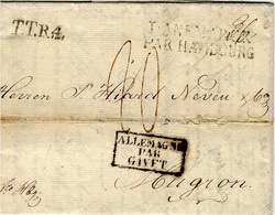 1820- Letter From Copenhagen To Mugron ( Near To Bordeaux ) T.T.R.4 + DANEMARK / PAR HAMBOURG-entrée Givet - ...-1851 Prephilately