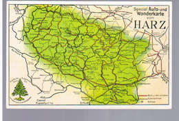 Germany Harz  Special Auto- Und Wanderkarte Landkarte MAP Ca 1930, 2 Scans - Cartes Géographiques