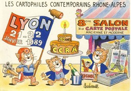 8éme Salon Carte Postale Lyon 21-22 Janvier 1989  Illustrateur Barberousse  Cpsm Format 10-15 - Barberousse