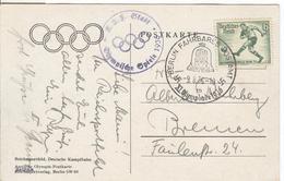 GERMANY Used Olympic Reichssportfeld With By-stamp Cancel KdF Stadt - Summer 1936: Berlin