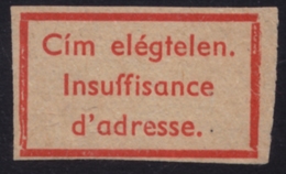 Insuffisance D'adresse / Insufficient Address - Vignette Label - USED - Hungary Hongrie - 1960's - Machine Labels [ATM]