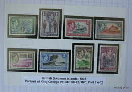 BRITISH SOLOMON ISLANDS 1939. Set Of 13 Stamps With Portrait Of King George VI; SG 60-72. MH - Iles Salomon (...-1978)