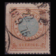 SWEDEN 1872 - Scott# 27a Arms. 1r Used Straight Perf. - Oblitérés