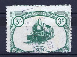 At 10% RARE MISPRINT ! TRAIN CANCEL TYPE 3F  BCK BELGIAN CONGO RAILWAY USED 1942 - CP20 - Other & Unclassified