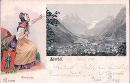 Linthal, Glarnerin, Femme En Costume, Litho (513222) - Linthal