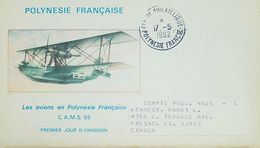 O) 1982 FRENCH POLYNESIA, AIRPLANE E.8.2  - C.A.M.S. 55, FDC USED TO CANADA - Non Classés