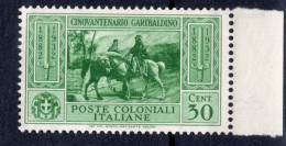 Emissioni Generali - Cinquantenario Garibaldino (1932) - 30 Cent. ** - Emisiones Generales