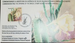 O) 1983 BRAZIL, CACTUS - CEREUS JAMACARU SCOTT A1012, OPENING OF THE BRAZIL STAMP AGENCY IN NORTH AMERICA - Storia Postale