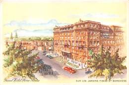 07744 "ROMA-GRAND HOTEL FLORA-SUR LES JARDINS PINCIO ET BORGHESE"  ANIMATA, AUTO.  CART NON SPED - Bares, Hoteles Y Restaurantes