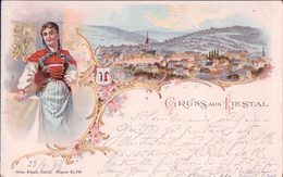 Gruss Aus Liestal, Bâloise En Costume, Litho (28.9.1899) - Liestal