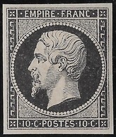 1853 Louis Napoléon III N°13** Essai En Noir Sur Papier Blanc Pleine Gomme Rare - Other & Unclassified