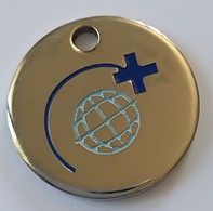 Jeton De Caddie - Mappemonde Et Croix Bleue - Mission Médicale Internationale - En Métal - Neuf - - Jetons De Caddies