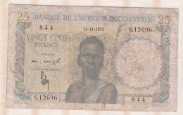 Banque De L´Afrique Occidentale, 25 Francs Du 21 11 1953 , Alphabet S.12696 ,n° 844 - Sonstige – Afrika