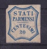 Italy Parma 1859 Definitives 20C Blue Mi.14 Repaired Filler MH AM.546 - Parma