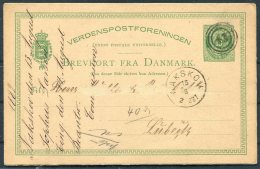 1882 Denmark 10 Ore Stationery Postcard Nakskov - Lubeck, Germany . 43 Numeral - Cartas & Documentos