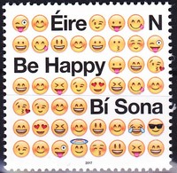 Timbre-poste Gommé Neuf** - Symboles Emoji Be Happy Bi Sona - Michel 2217 - Irlande 2017 - Neufs