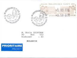 2001. France - Moldova(Nancy), By Prioritaire Post - Lettres & Documents