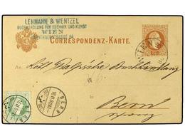 18 AUSTRIA. 1880. <B>2 Kr.</B> Brown On Buff Stationery Card Used To BERN Franked Additionally With 1874-80 <B>3 Kr.</B> - Autres & Non Classés