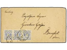 19 AUSTRIA. 1885 (January). Letter Franked With Strip Of Three <B>10Kr. </B>Arms Issue (1883), Prepaying The 30Kr. Lette - Autres & Non Classés