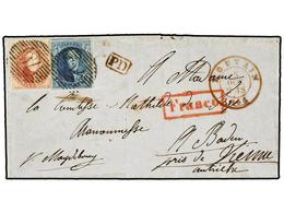 27 BELGICA. Of.7, 8. 1855. LOUVAIN To BADEN (pris De Vienne, Autriche). Entire Letter Franked With <B>20 Cts.</B> Blue A - Altri & Non Classificati