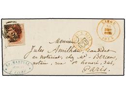 28 BELGICA. Of.8. 1854. LIEGE To PARIS. <B>40 Cts.</B> Red, Extraordinary Margins. - Sonstige & Ohne Zuordnung