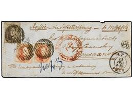 33 BELGICA. Of.6, 8 (2). 1859. SPA To TVER (Russia). Envelope Franked With <B>10 Cts.</B> Brown And Two <B>40 Cts.</B> R - Other & Unclassified