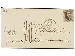 38 BELGICA. Of.14. 1865. SPA To CHAUDFONTAINE. Envelope Franked With <B>10 Cts.</B> Brown. Redirected To VENLO (Holland) - Other & Unclassified