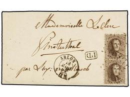 39 BELGICA. Of.14 (2). 1865. ARLON To FINSTERTHAL (Luxembourg). Envelope Franked With Two <B>10 Cts.</B> Brown Stamps. P - Sonstige & Ohne Zuordnung