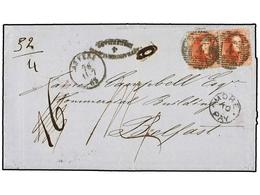 44 BELGICA. Of.16 (2). 1863. ANVERS To BELFAST (Northern Ireland). Entire Letter Franked With Two <B>40 Cts.</B> Red Sta - Other & Unclassified