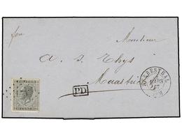 50 BELGICA. Of.17. 1867. HERBESTHAL To MAASTRICH (Holland). Entire Letter Franked With <B>10 Cts.</B> Grey. Arrival Cds. - Other & Unclassified