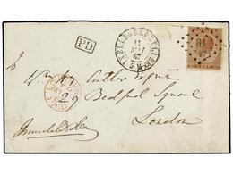 64 BELGICA. 1867. BRUXELLES To LONDON. Envelope Franked With <B>30 Cts.</B> Brown<B> IMPERFORATE HORIZONTALLY</B>. RARE  - Andere & Zonder Classificatie