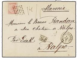 68 BELGICA. Of.20. 1867. BRUXELLES To VALPO (today Croatia). Envelope Franked With <B>40 Cts.</B> Rose Stamp, Tied By <B - Andere & Zonder Classificatie