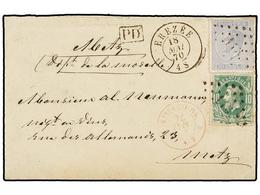 81 BELGICA. Of.18, 30. 1870. FREZEE To METZ (France). Envelope Franked With <B>10 Cts.</B> Green And <B>20 Cts.</B> Blue - Altri & Non Classificati