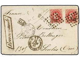 85 BELGICA. Of.34 (2). 1871. BRUXELLES To FRANCE. Envelope Franked With Two <B>40 Cts.</B> Rose Stamps. <B>RECOMMANDE</B - Sonstige & Ohne Zuordnung