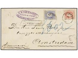 97 BELGICA. Of.31, 34. 1874. ANVERS To HOLLAND. Envelope Franked With <B>10 Cts.</B> Green And <B>40 Cts.</B> Rose Stamp - Other & Unclassified
