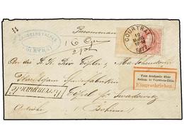 110 BELGICA. Of.33, 34. 1877. COURTRAI To EPIEL (Boheme, Austria). Envelope Franked With <B>30 Cts.</B> Ocre And <B>40 C - Autres & Non Classés
