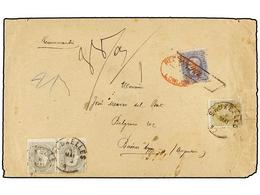 116 BELGICA. Of.31, 32, 35 (2). 1880. BRUXELLES To BUENOS AYRES. Envelope Franked With <B>20 Cts.</B> Blue, <B>25 Cts.</ - Autres & Non Classés