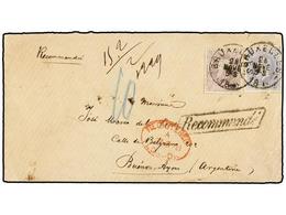 121 BELGICA. Of.31, 36. 1878. BRUXELLES To BUENOS AYRES. Envelope Franked With <B>20 Cts.</B> Blue And <B>1 Fr. </B>lila - Autres & Non Classés