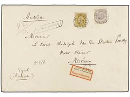 126 BELGICA. Of.32, 36. 1882. BRUXELLES To MERAN (Austria). Envelope Franked With <B>25 Cts.</B> Olive And <B>1 Fr.</B>  - Other & Unclassified