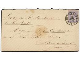 129 BELGICA. Of.48. 1886. BRUXELLES To SEMARANG (Java). Envelope Franked With <B>25 Cts.</B> Blue On Rose Stamp. Arrival - Autres & Non Classés