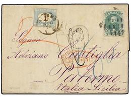 138 BRASIL. Sc.58. 1875. RIO DE JANEIRO A PALERMO. <B>100 Reis</B> Verde, Marca <B>INSUFICIENTE</B> Tasada A La Llegada  - Autres & Non Classés