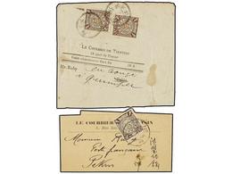 173 CHINA. 1903-1905. Two Wrappers Of 'LE COURRIER DE TIENSTIN' Send TIENSTIN To PEKIN Franked With <B>1/2 Cto.</B> Stam - Sonstige & Ohne Zuordnung