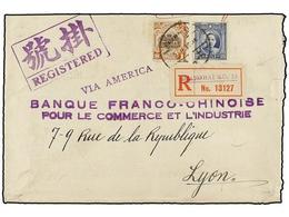 177 CHINA. 1936. SHANGHAI To FRANCE. Registered Envelope Franked With <B>25 Cts.</B> Blue And <B>1 Dollar</B> Yellow Bro - Autres & Non Classés