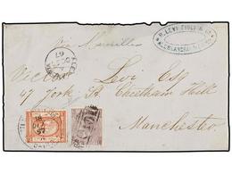 204 EGIPTO. 1867. <B>1 Pia.</B> Red Used On Cover Front To MANCHESTER Tied By <B>POSTE VICE-REALI EGIZIANE/CAIRO</B> Cds - Other & Unclassified